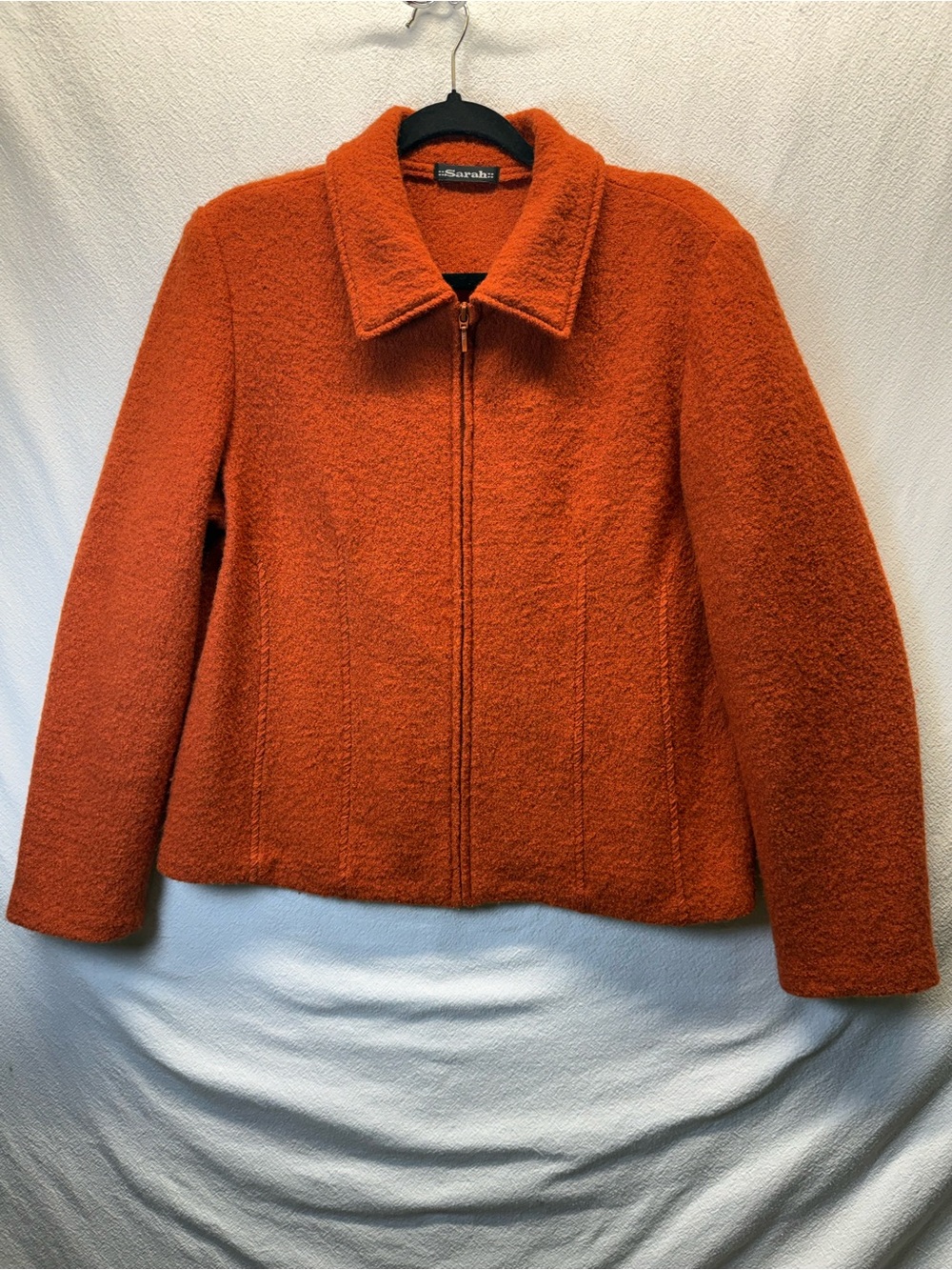 Vintage Power Statement Sarah Cropped 100% Wool Full Zip Blazer Jacket Halloween